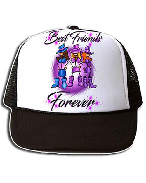 F011 Custom Airbrush Personalized Stick Figure Girls Snapback Trucker Hat Design Yours