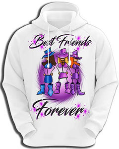 F011 Custom Airbrush Personalized Stick Figure Girls Hoodie Sweatshirt Design Yours