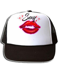 F012 Custom Airbrush Personalized Sexy Lips Snapback Trucker Hat Design Yours