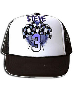 F013 Custom Airbrush Personalized Racing Snapback Trucker Hat Design Yours