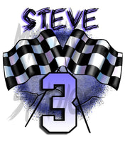 F013 Digitally Airbrush Painted Personalized Custom racing checkered flag party Theme gift set name bday event discount Drawstring Backpack