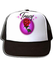 F014 Custom Airbrush Personalized Rose Flower Snapback Trucker Hat Design Yours