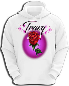 F014 Custom Airbrush Personalized Rose Flower Hoodie Sweatshirt Design Yours