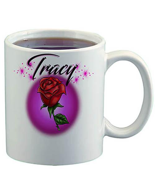 F014 Custom Airbrush Personalized Rose Flower Ceramic Coffee Mug Design Yours