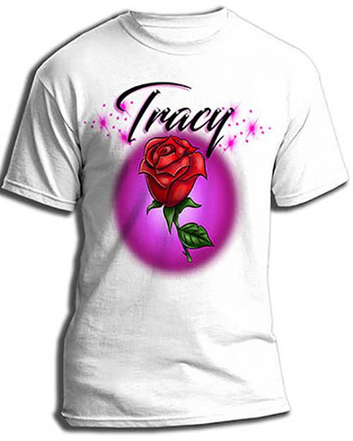 F014 Custom Airbrush Personalized Rose Flower Tee Shirt Design Yours