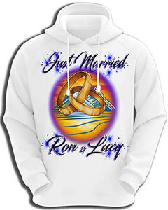 F015 Custom Airbrush Personalized Wedding Rings Hoodie Sweatshirt Design Yours