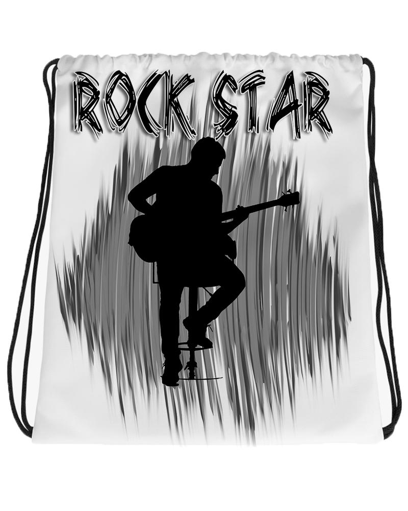 F016 Digitally Airbrush Painted Personalized Custom Guitar Player Music Rock N roll Theme gift set name bday event discount Drawstring Backpack