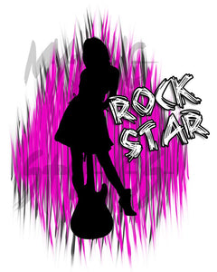 F017 Digitally Airbrush Painted Personalized Custom Guitar Player girl Music Rock N roll Theme gift set name bday event discount Drawstring Backpack