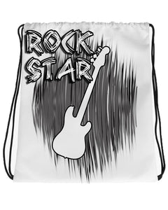 F021 Digitally Airbrush Painted Personalized Custom Guitar Music Rock N roll rock star Drawstring Backpack