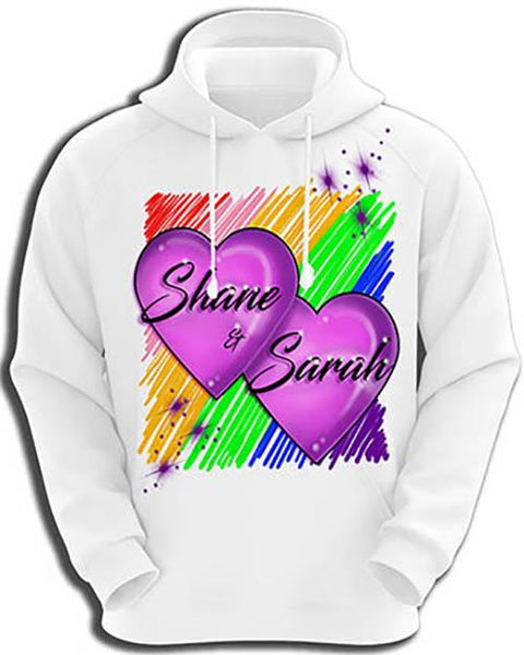 F023 Custom Airbrush Personalized Hearts Hoodie Sweatshirt Design Yours