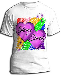 F023 Custom Airbrush Personalized Hearts Tee Shirt Design Yours
