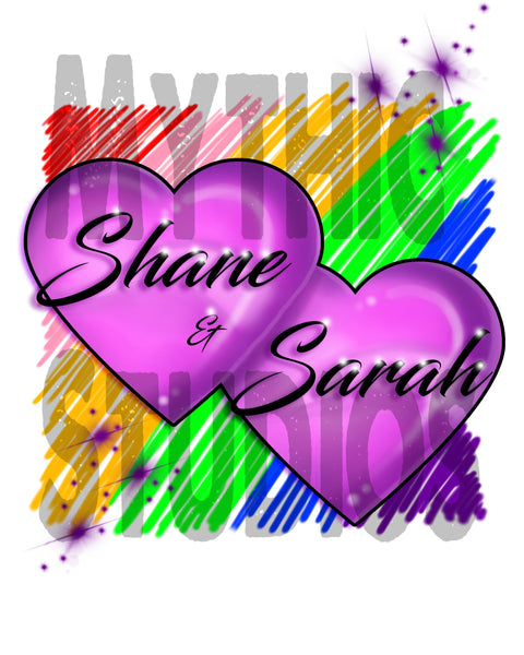 F023 Custom Airbrush Personalized Hearts Tee Shirt Design Yours