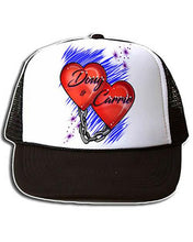 F024 Custom Airbrush Personalized Heart and Chain Snapback Trucker Hat Design Yours
