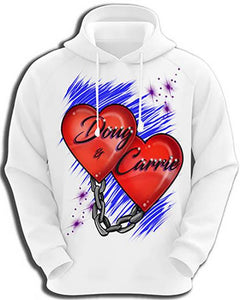 F024 Custom Airbrush Personalized Heart and Chain Hoodie Sweatshirt Design Yours