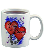 F024 Custom Airbrush Personalized Heart and Chain Ceramic Coffee Mug Design Yours