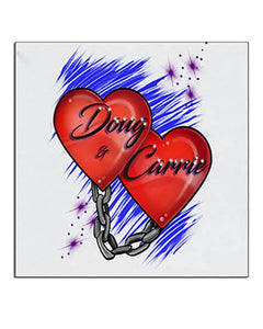 F024 Custom Airbrush Personalized Heart and Chain Ceramic Coaster Design Yours