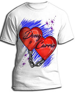 F024 Custom Airbrush Personalized Heart and Chain Tee Shirt Design Yours