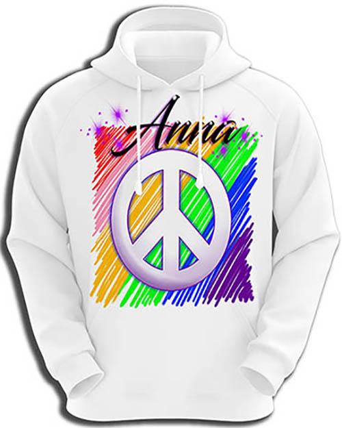 F025 Custom Airbrush Personalized Peace Sign Hoodie Sweatshirt Design Yours