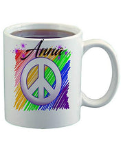 F025 Custom Airbrush Personalized Peace Sign Ceramic Coffee Mug Design Yours
