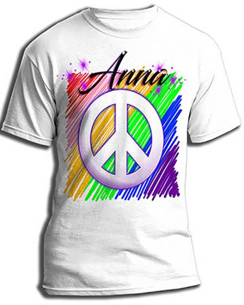 F025 Custom Airbrush Personalized Peace Sign Tee Shirt Design Yours