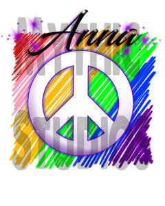 F025 Custom Airbrush Personalized Peace Sign Tee Shirt Design Yours