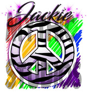 F026 Custom Airbrush Personalized Zebra Peace Sign Hoodie Sweatshirt Design Yours