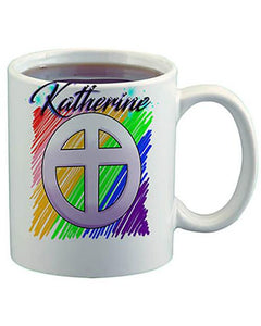 F028 Custom Airbrush Personalized Christian Cross Ceramic Coffee Mug Design Yours