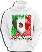 F031 Custom Airbrush Personalized Mexican Flag Heart Hoodie Sweatshirt Design Yours