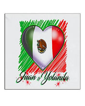 F031 Custom Airbrush Personalized Mexican Flag Heart Ceramic Coaster Design Yours