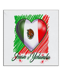 F031 Custom Airbrush Personalized Mexican Flag Heart Ceramic Coaster Design Yours