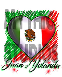 F031 Custom Airbrush Personalized Mexican Flag Heart Ceramic Coaster Design Yours