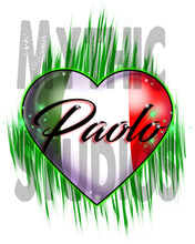 F032 Custom Airbrush Personalized Italian Flag Heart Tee Shirt Design Yours