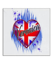 F033 Custom Airbrush Personalized British Flag Heart Ceramic Coaster Design Yours