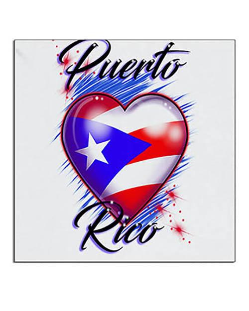 F034 Custom Airbrush Personalized Puerto Rico Flag Heart Ceramic Coaster Design Yours