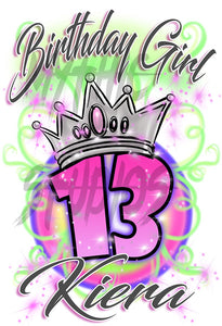 F037 Digitally Airbrush Painted Personalized Custom Crown Girl Drawstring Backpack.