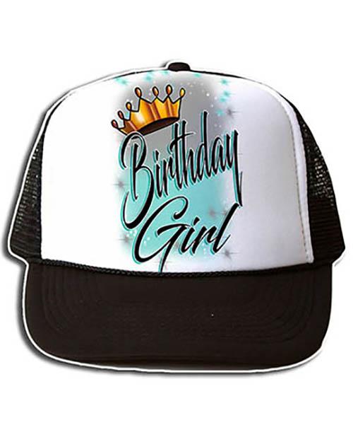 F038 Custom Airbrush Personalized Birthday Girl Crown Snapback Trucker Hat Design Yours