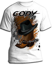 F040 Custom Airbrush Personalized Cowboy Boots and Hat Kids and Adult Tee Shirt Design Yours