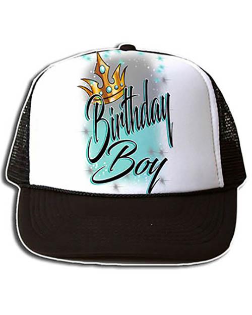 F042 Custom Airbrush Personalized Birthday Boy Crown Snapback Trucker Hat Design Yours