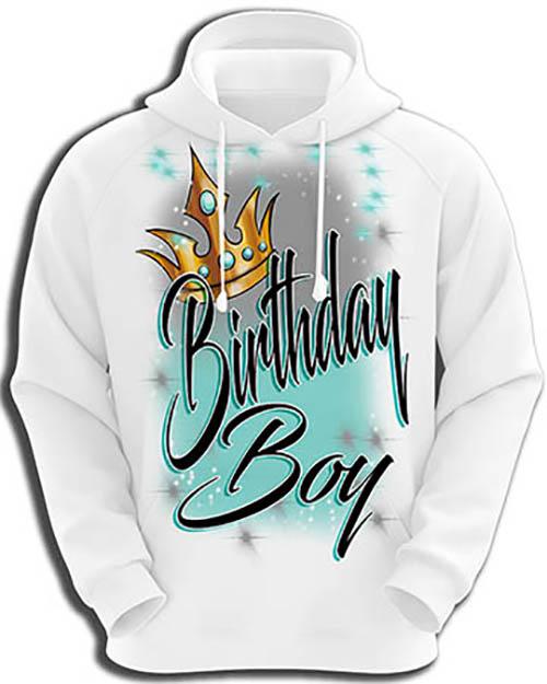 F041 Custom Airbrush Personalized Birthday Boy Crown Hoodie