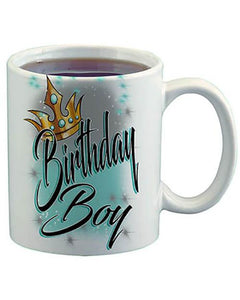 F042 Custom Airbrush Personalized Birthday Boy Crown Ceramic Coffee Mug Design Yours