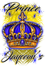 F043 Digitally Airbrush Painted Personalized Custom King Crown  Adult and Kids T-Shirt