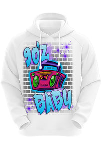F045 Digitally Airbrush Painted Personalized Custom 90's Boombox  Adult and Kids Hoodie Sweatshirt