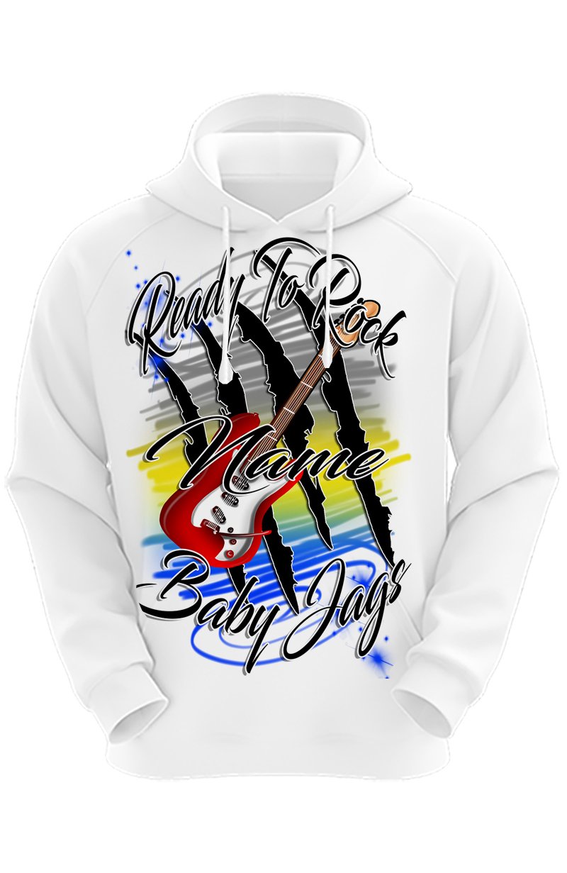 F048 Digitally Airbrush Painted Personalized Custom Guitar  Adult and Kids Hoodie Sweatshirt