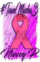 F050 Digitally Airbrush Painted Personalized Custom Breast Cancer Ribbon    Auto License Plate Tag