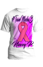 F050 Digitally Airbrush Painted Personalized Custom Breast Cancer Ribbon  Adult and Kids T-Shirt