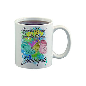 F054 Digitally Airbrush Painted Personalized Custom Croc Flip Flop    Ceramic Coffee Mug