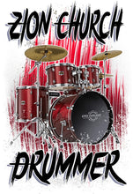 F055 Digitally Airbrush Painted Personalized Custom Drum Set Music  Adult and Kids T-Shirt