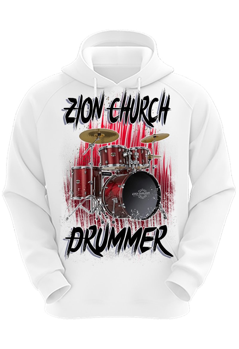 F055 Digitally Airbrush Painted Personalized Custom Drum Set Music  Adult and Kids Hoodie Sweatshirt