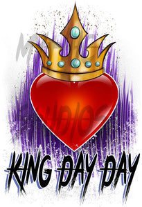 F057 Digitally Airbrush Painted Personalized Custom Heart Crown King Queen   Drawstring Backpack.