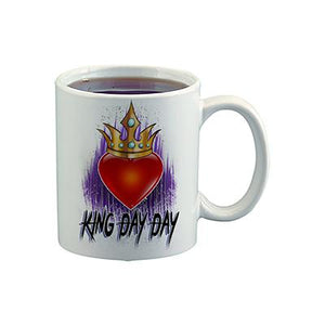 F057 Digitally Airbrush Painted Personalized Custom Heart Crown King Queen    Ceramic Coffee Mug
